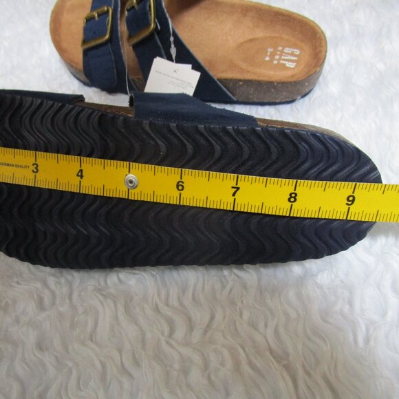 NWT Gap Kids Navy Blue Double Buckle Cork Sandals Shoes slides slippers Sz 3-4 - Picture 5 of 15